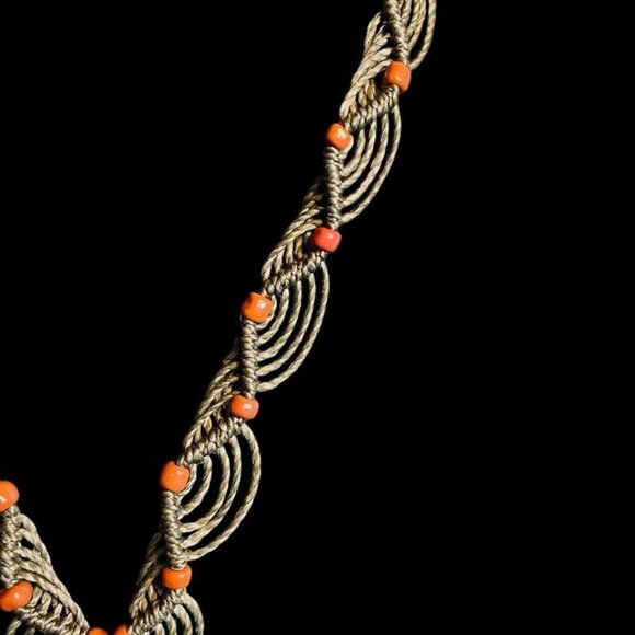 Boho Macrame Necklace Natural Stone Pendant Handmade Earthy Festival Jewelry - Picture 4 of 9